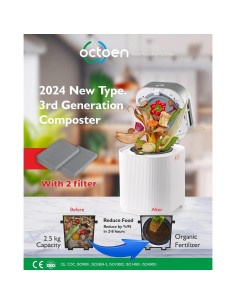 Compostador Eléctrico OCTOEN 3L con Filtros y Luz UV-C 2