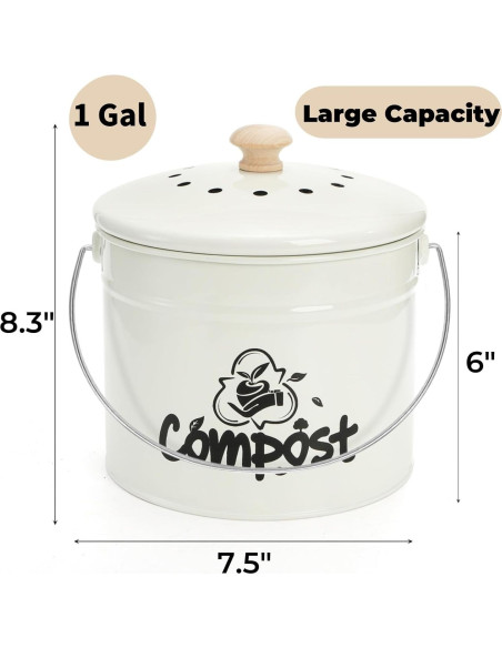 Contenedor de Compostaje de Cocina Tlence 3L Blanco Sin Olores Contenedor de Compostaje de Cocina Tlence 3L Blanco Sin Olores