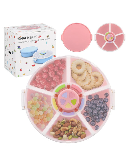 Contenedor de Snacks Pawtong 5 Compartimentos Rosa 422g Contenedor de Snacks Pawtong 5 Compartimentos Rosa 422g