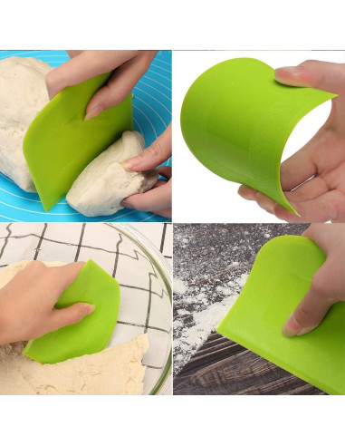 Raspador de Masa Suanyok 2 Piezas Plástico Flexible Blanco-Verde