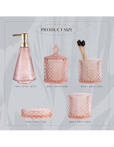 Juego de Accesorios de Baño Empo 5 Piezas Vidrio Rosa