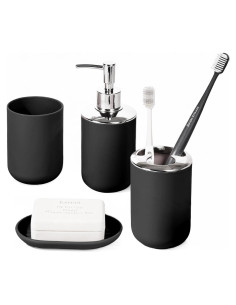Juego de Accesorios de Baño RRM 4 Piezas Plástico Negro