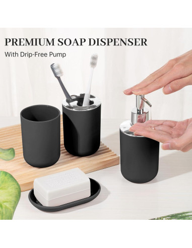 Juego de Accesorios de Baño RRM 4 Piezas Plástico Negro