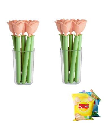 Pinzas para Chips Xingyuexuan 10 Pzas Rosa con Cajas Magnéticas