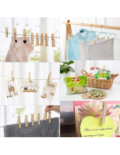 100 Pinzas de Ropa de Madera Tecbeauty 7,62 cm Resistentes 2