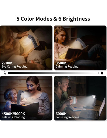 Luz de Lectura Dott Arts LED Recargable 1000mAh Negra Luz de Lectura Dott Arts LED Recargable 1000mAh Negra