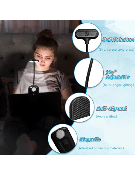 Luz de lectura recargable Nemlistey con 3 temperaturas Luz de lectura recargable Nemlistey con 3 temperaturas