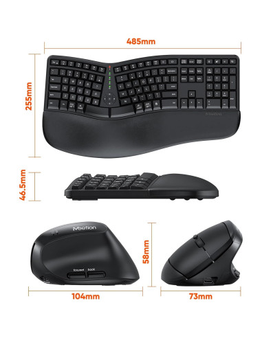 Teclado y Ratón Inalámbrico Ergonomico Meetion DirectorC