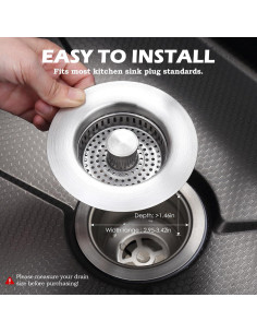 Colador de desagüe 3 en 1 NileHome acero inoxidable 8,89 cm 2