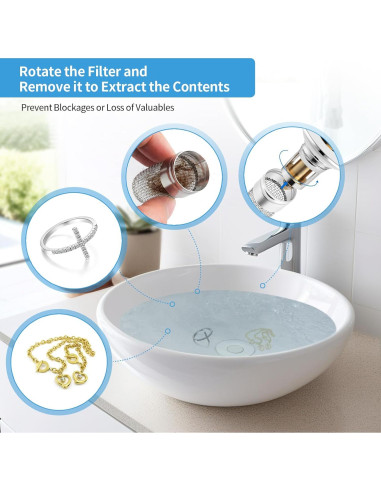Juego de 2 tapones de lavabo Nevellir 2.69-3.81 cm acero