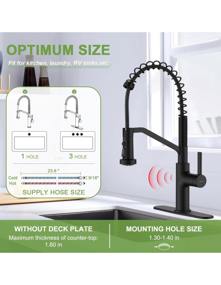 Grifo de cocina Ruvida negro mate arco alto con rociador Grifo de cocina Ruvida negro mate arco alto con rociador