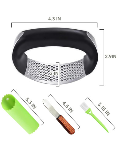 Prensa de Ajo JASVIC Acero Inoxidable Ergonómica 10,9 cm