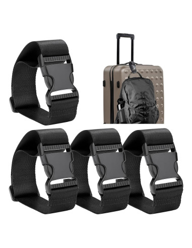 Correa de Equipaje Ajustable Frienda - 4 Piezas Negro