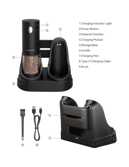 Juego de Molinillos Eléctricos de Sal y Pimienta WONMAKE Juego de Molinillos Eléctricos de Sal y Pimienta WONMAKE