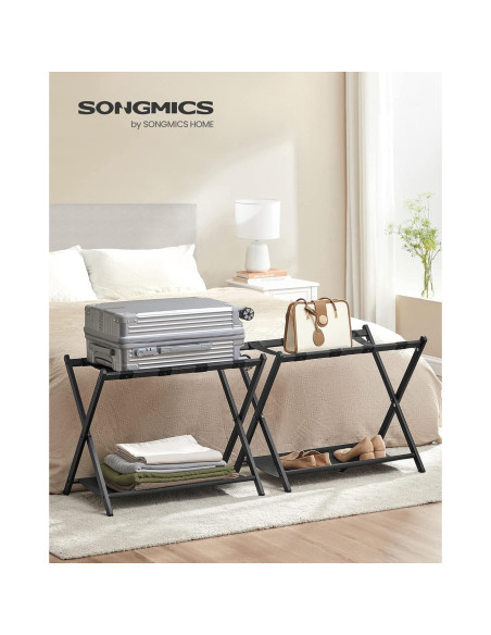 Soportes para Equipaje SONGMICS, Juego de 2, Plegables, Negro Soportes para Equipaje SONGMICS, Juego de 2, Plegables, Negro