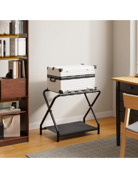 Soporte para Equipaje HOOBRO Plegable 2 Niveles Negro Soporte para Equipaje HOOBRO Plegable 2 Niveles Negro