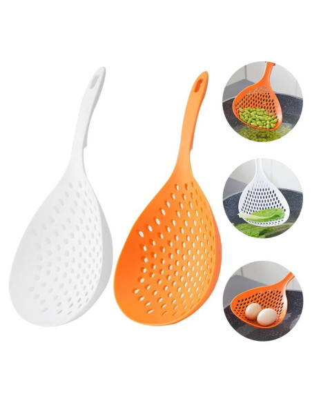 Cernidor Cucharón Ranurado Barafat 34cm Plástico Blanco Naranja Cernidor Cucharón Ranurado Barafat 34cm Plástico Blanco Naranja