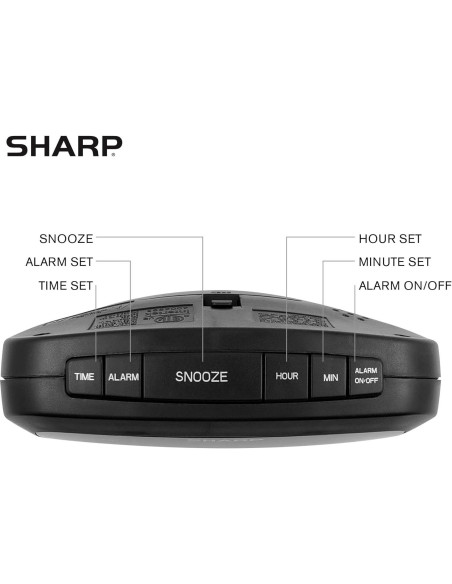 Reloj Digital SHARP con Alarma y Carga USB Duales Reloj Digital SHARP con Alarma y Carga USB Duales