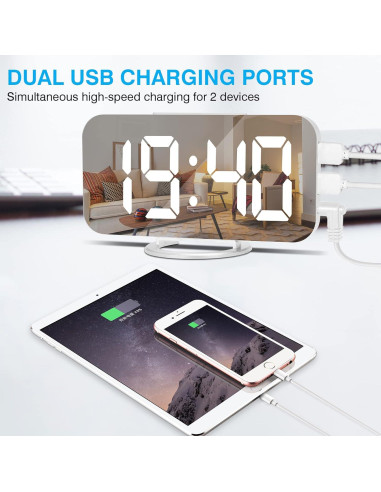 Reloj Despertador Digital Sukeen Blanco con Pantalla LED 15.7 cm