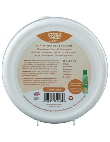 Citrus Magic Ambientador Sólido Eliminador de Olores 226g Cedro Citrus Magic Ambientador Sólido Eliminador de Olores 226g Cedro