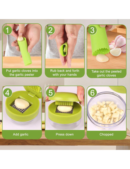 Prensa de Ajo Woonmart Acero Inoxidable 2 Pcs con Pelador Prensa de Ajo Woonmart Acero Inoxidable 2 Pcs con Pelador