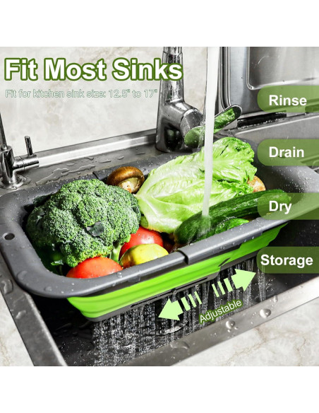 Colador Plegable ROTTOGOON 7Qt Ajustable Verde Colador Plegable ROTTOGOON 7Qt Ajustable Verde