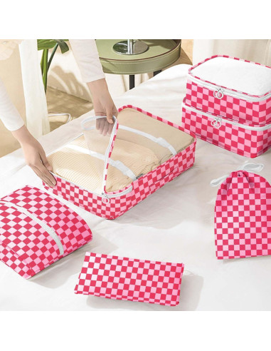 KPX Set de 8 Cubos de Empaque Rosa para Viaje