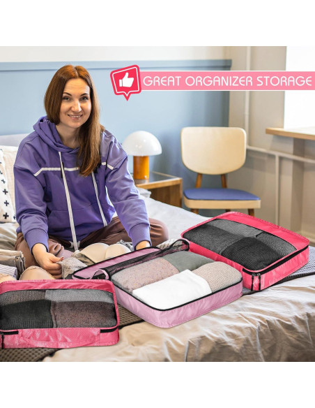 5 Cubos de Empaque Bulyoou Rosa para Maleta L