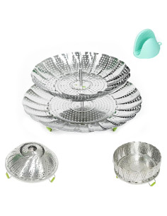 Cesta de Vapor de Acero Inoxidable ICECIE 2 Capas 18 cm