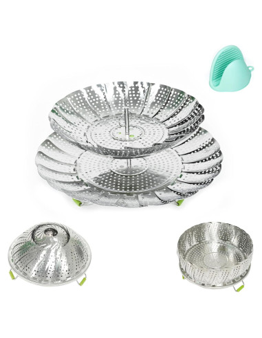Cesta de Vapor de Acero Inoxidable ICECIE 2 Capas 18 cm