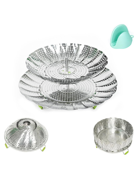 Cesta de Vapor de Acero Inoxidable ICECIE 2 Capas 18 cm Cesta de Vapor de Acero Inoxidable ICECIE 2 Capas 18 cm