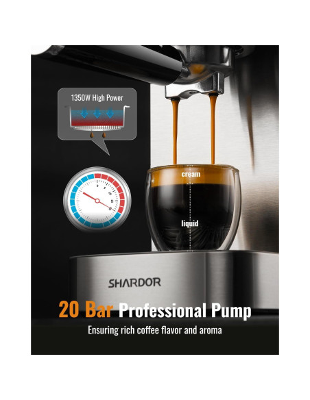Máquina de Espresso SHARDOR CM1661 20 Bar con Espumador Máquina de Espresso SHARDOR CM1661 20 Bar con Espumador