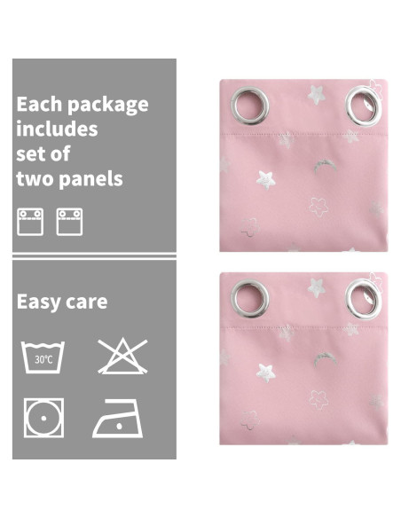 Cortinas Opacas BGment Rosadas 52x63 cm Estrellas y Luna Cortinas Opacas BGment Rosadas 52x63 cm Estrellas y Luna