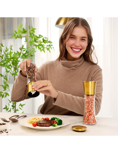 Juego de Molinillos de Sal y Pimienta VEVOK CHEF 180ml Acero Inoxidable Juego de Molinillos de Sal y Pimienta VEVOK CHEF 180ml Acero Inoxidable
