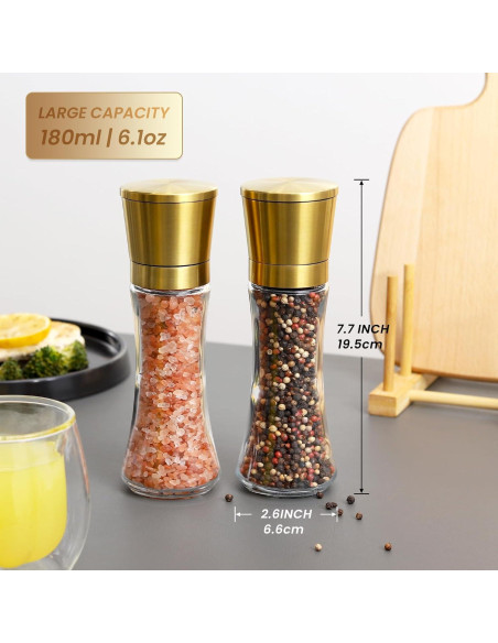 Juego de Molinillos de Sal y Pimienta VEVOK CHEF 180ml Acero Inoxidable Juego de Molinillos de Sal y Pimienta VEVOK CHEF 180ml Acero Inoxidable