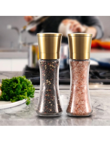 Juego de Molinillos de Sal y Pimienta VEVOK CHEF 180ml Acero Inoxidable