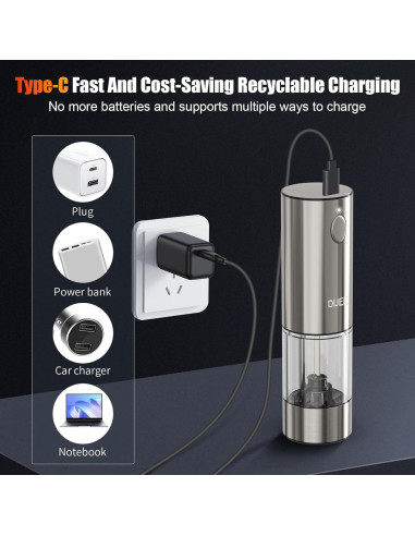 Molino de pimienta eléctrico DIJEE recargable USB 95 ml