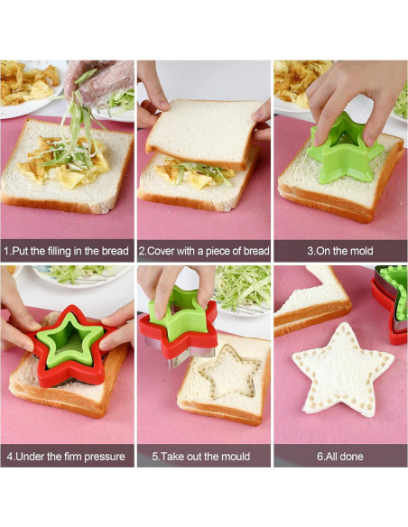 Cortador y Sellador de Sándwich MUYIYAMEI 3 Piezas + 8 Cortadores Cortador y Sellador de Sándwich MUYIYAMEI 3 Piezas + 8 Cortadores
