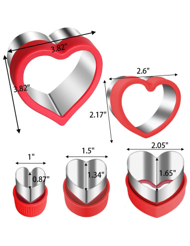 Juego de Cortadores de Galletas Corazón YomiFamily 10 Pzas