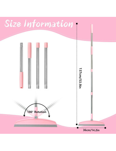 Escoba de Silicona OOOFLOWER Ajustable 137 cm para Piso