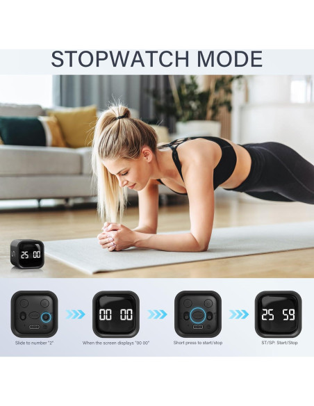 Temporizador Pomodoro OORAII 5-50 Minutos Rotativo Negro Temporizador Pomodoro OORAII 5-50 Minutos Rotativo Negro