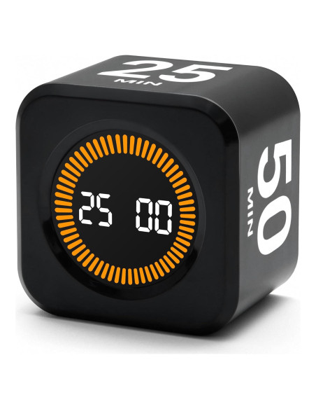 Temporizador Pomodoro Exlliy Cubo Negro 5-50 Minutos Temporizador Pomodoro Exlliy Cubo Negro 5-50 Minutos