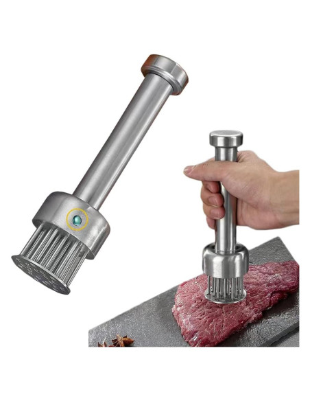 Ablandador de Carne Acero Inoxidable HN SHINING con Cepillo Ablandador de Carne Acero Inoxidable HN SHINING con Cepillo