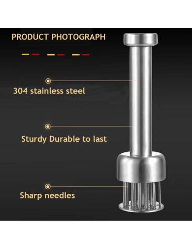 Ablandador de Carne Acero Inoxidable HN SHINING con Cepillo