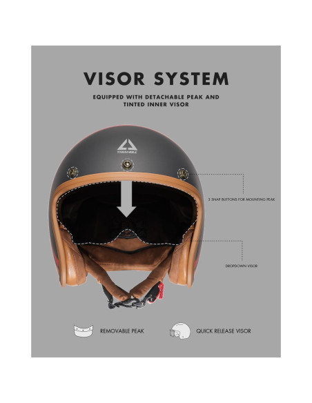 Casco de Moto TRIANGLE B206 Retro Abierto Mediano Gris Casco de Moto TRIANGLE B206 Retro Abierto Mediano Gris
