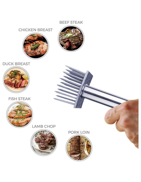 Ablandador de Carne Vankcp 28 Cuchillas Acero Inoxidable Ablandador de Carne Vankcp 28 Cuchillas Acero Inoxidable