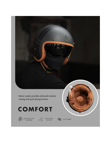 Casco TRIANGLE B206 Retro 3/4 para Motocicleta Adulto L