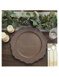 Platos Cargadores Acrílicos Efavormart 33 cm 6 Unidades Marrón