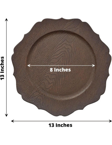 Platos Cargadores Acrílicos Efavormart 33 cm 6 Unidades Marrón
