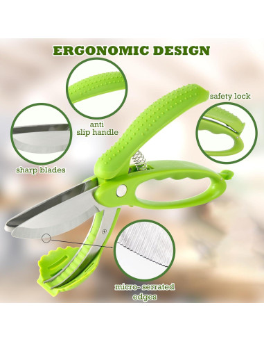 Tijeras para Ensalada ALEXPHY Acero Inoxidable Verde